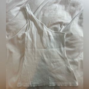 Anthropologie one shoulder white top size small